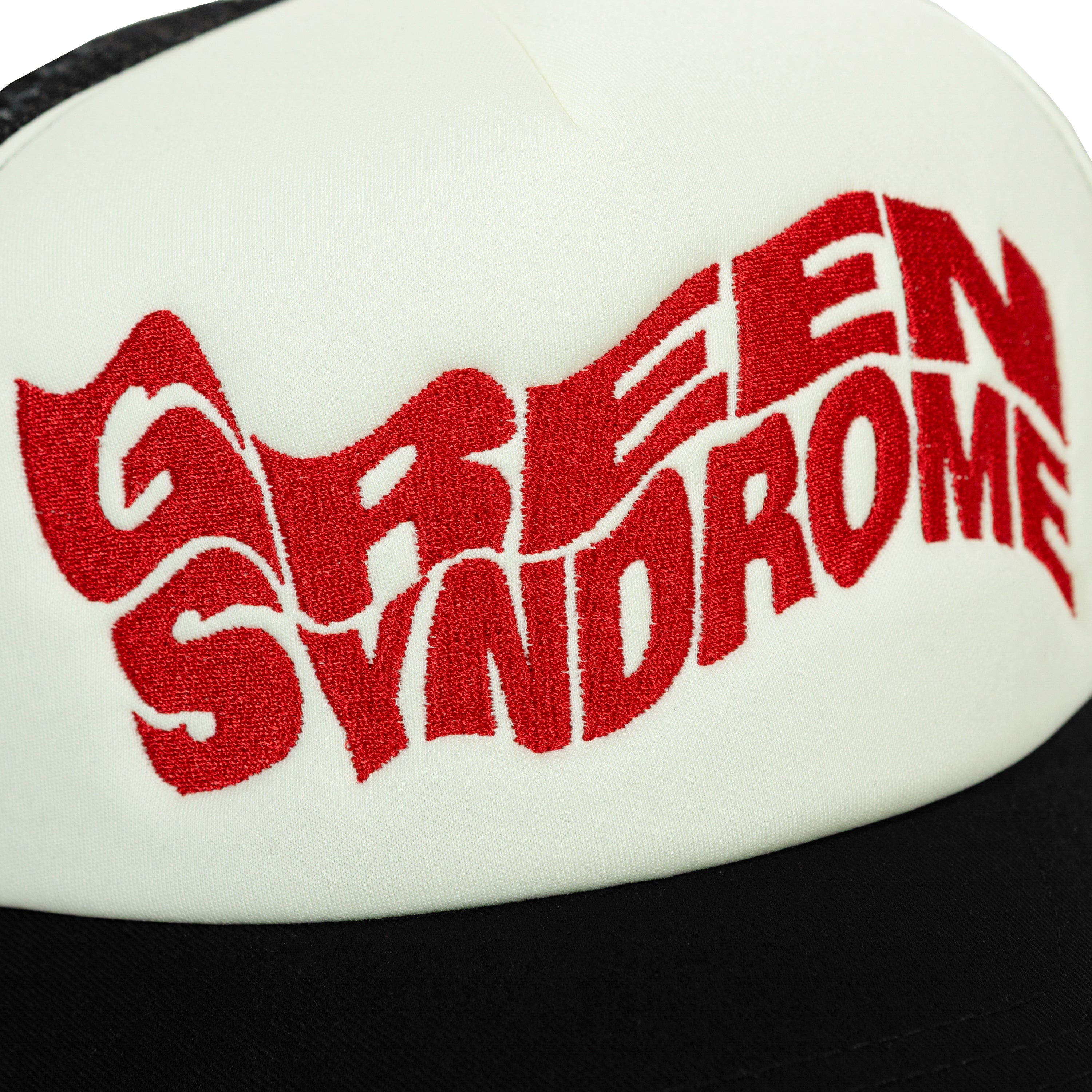 WEIRD LOGO MESH TRUCKER CAP BLACK (RED)
